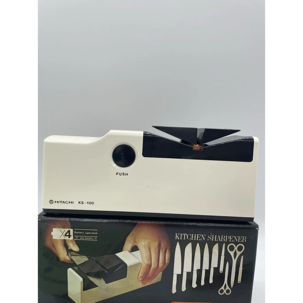 VTG Hitachi KS-100 Cordless Knife Sharpener White Battery‎ Operated Japan Tested